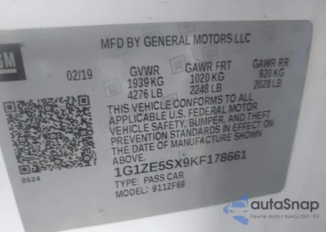 2019 Chevrolet Malibu Premier from USA, damaged, VIN 1G1ZE5SX9KF178661